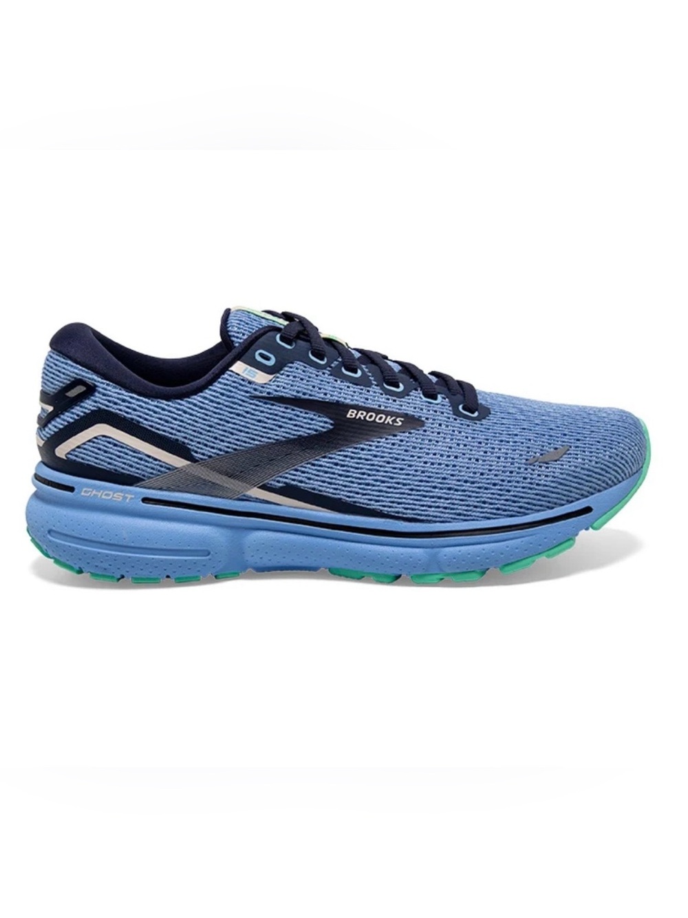 Brooks Women's Ghost 15 running shoes in the Vista Blue/Peacoating/Linen Size 11